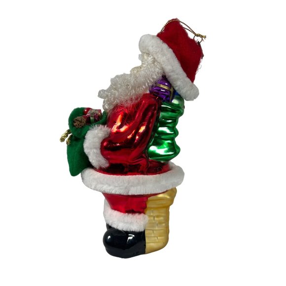 THOMAS PACCONI CLASSICS Ornament Blown Glass Santa with Sack of Goodies 8” x 4” - Picture 3 of 6